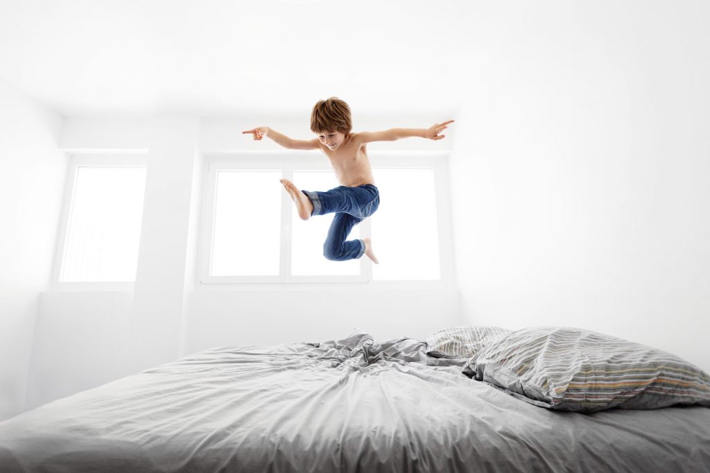 jumping into air mattress