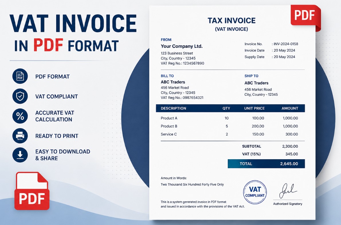 Vat Pdf VAT Invoice in PDF format - Issued in the Tight of the VAT Act - WebSta.ME