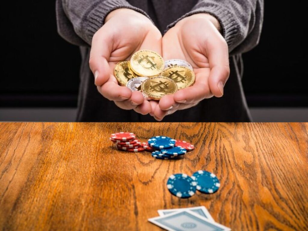 casino table and bitcoins