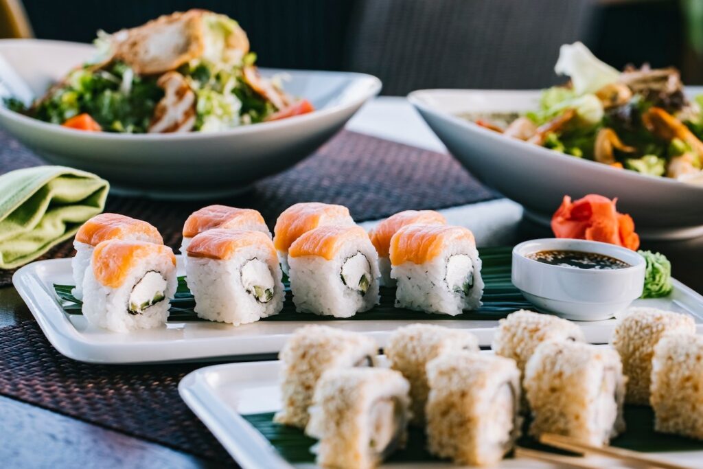 Sushi, sashimi, and a variety of dim sum