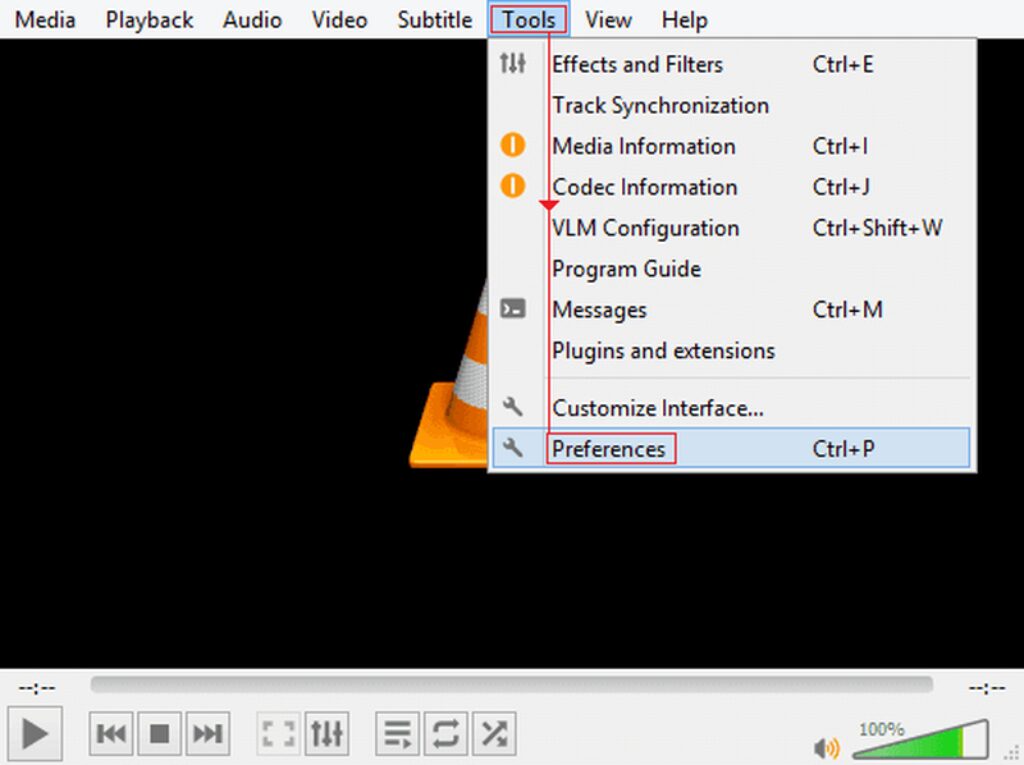 Launch the VLC player