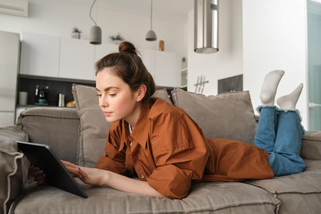 woman using ebook