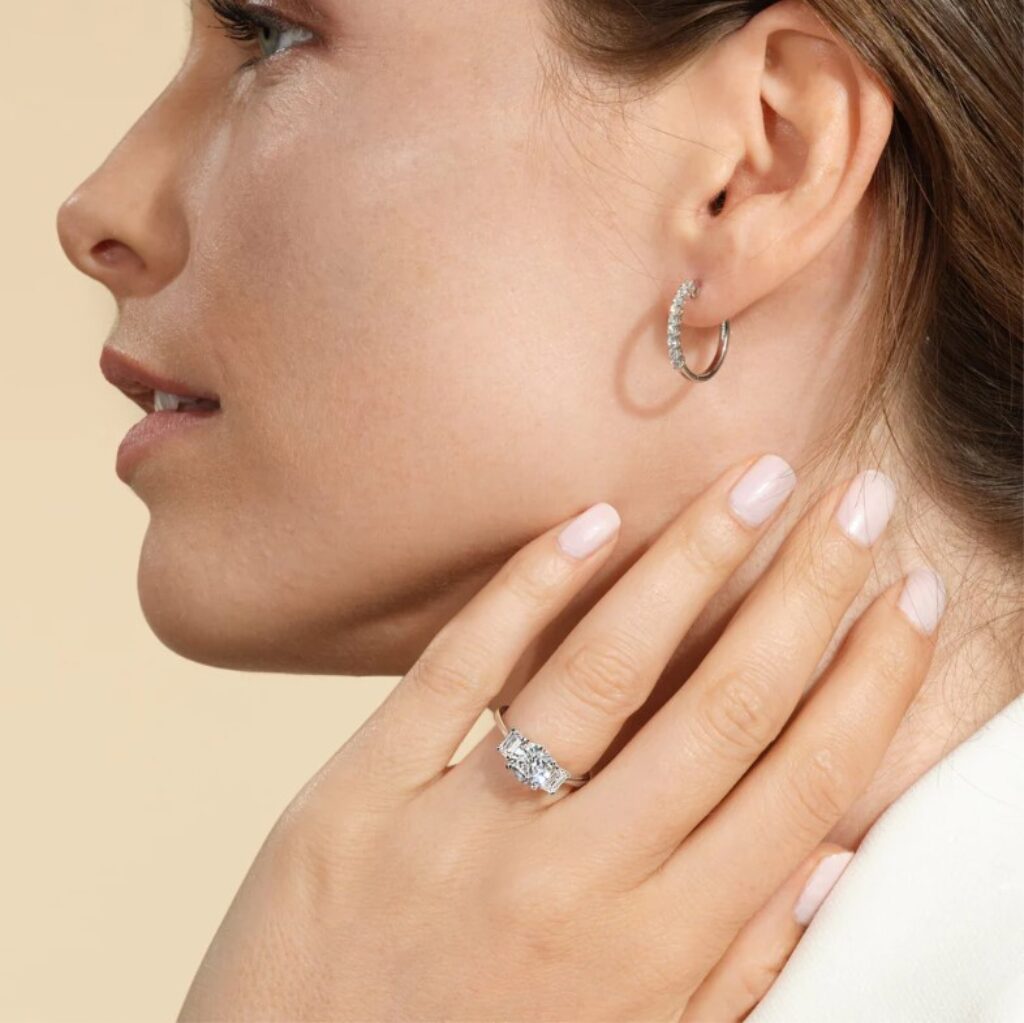 three stone diamond engagement ring