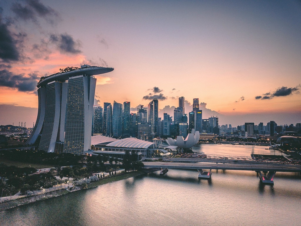 Marina Bay Sands skyline during sunset