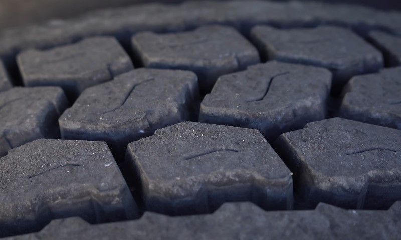 Detailed view of truck tire treads