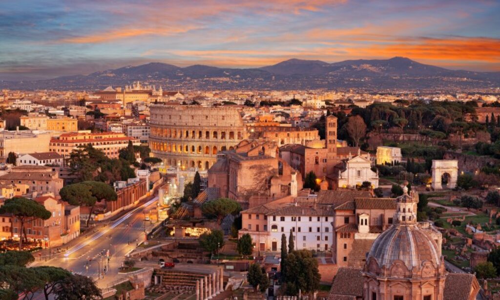 aerial view of colosseum